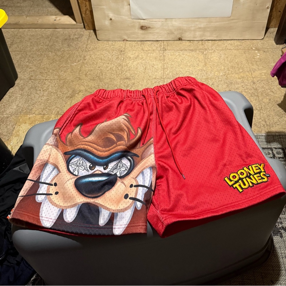 Warner Bros. Looney Tunes Taz bugs bunny Red mesh Shorts